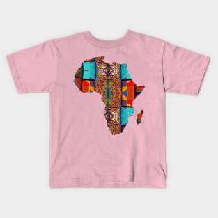 African Wax Cloth Map of Africa Kids T-Shirt